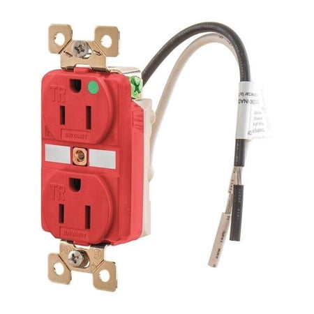 Straight Blade Receptacle, 5-15R, 15 A, 125V AC, 2 Pole, 3 Wire, Flush Mount, Grounded