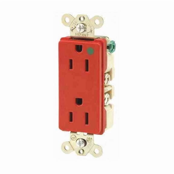 Bryant Receptacle,Red,15A,Hospital Grade,125VAC 9200RED