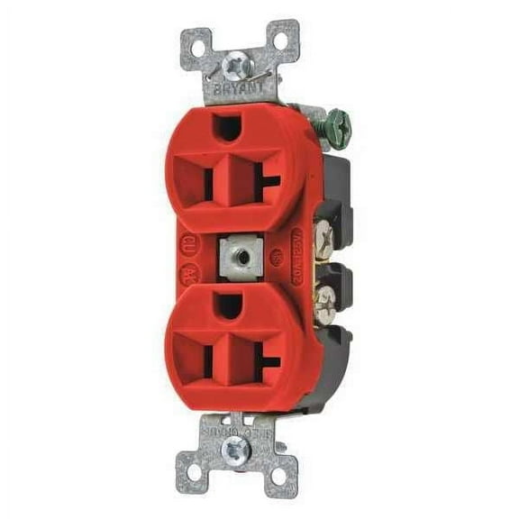 Bryant Receptacle,Red,20A,125VAC,Duplex Outlet 5362BRED