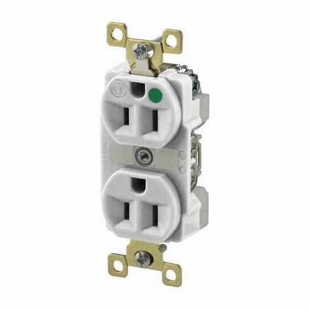 Bryant Receptacle,White,15A,5-15R NEMA Config. BRY8200W