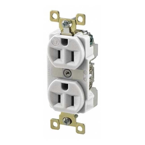 Bryant Receptacle,White,15A,Duplex Outlet BRY5262W