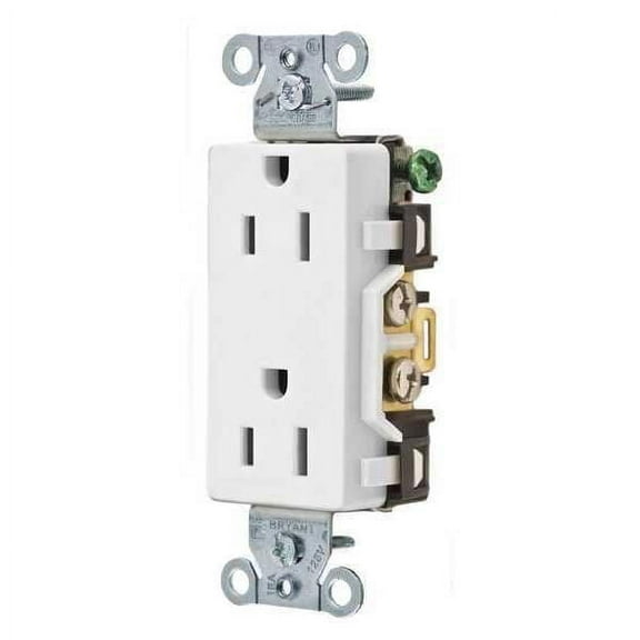 Bryant Receptacle,White,15A,Flush Mount,125VAC DRS15WHI