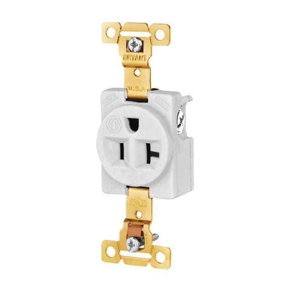 Bryant Receptacle,White,20A,Nylon,Single Outlet 5361W