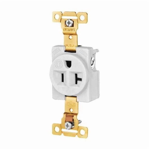 Bryant Receptacle,White,20A,Nylon,Single Outlet 5361W
