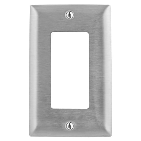 Bryant Electric SS26 1-Gang 1 Decorator/GFCI Opening 302/304 Metallic Wall Plate, Stainless Steel, With Removable White Protective Film