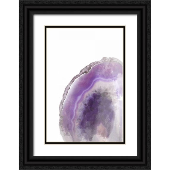 Bryant, Susan 11x14 Black Ornate Wood Framed with Double Matting Museum Art Print Titled - Purple Watercolor Agate Rectangle
