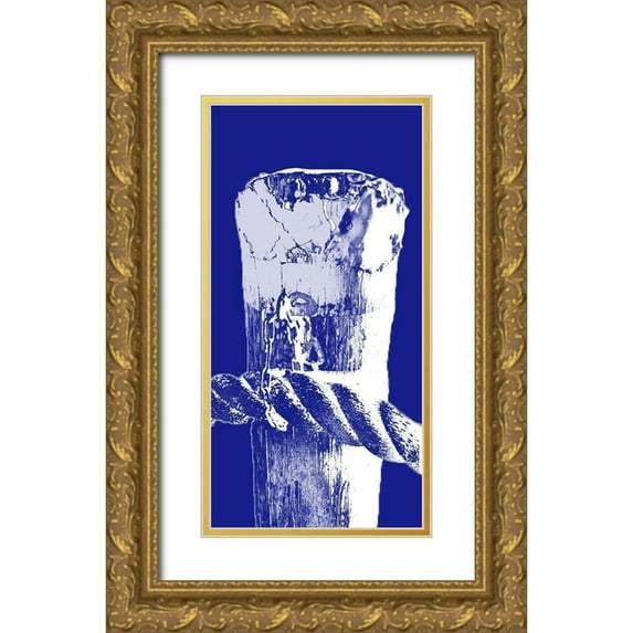 Bryant, Susan 11x18 Gold Ornate Wood Framed with Double Matting Museum Art Print Titled - Indigo Pier Panel II