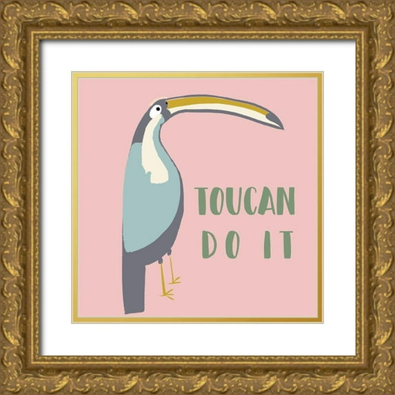Bryant, Susan 12x12 Gold Ornate Wood Framed with Double Matting Museum Art Print Titled - Toucan Can Do It