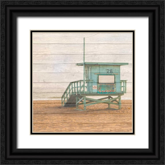 Bryant, Susan 15x15 Black Ornate Wood Framed with Double Matting Museum Art Print Titled - Lifeguard House On Wood