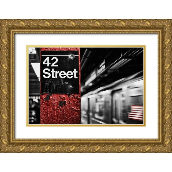 Bryant, Susan 18x13 Gold Ornate Wood Framed with Double Matting Museum Art Print Titled - 42nd St.