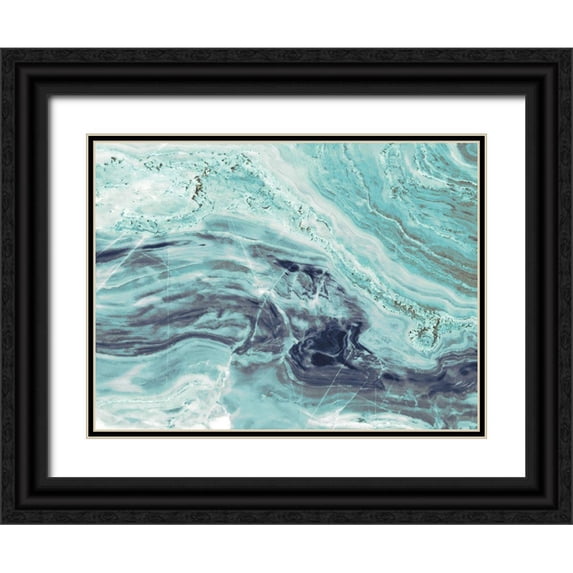 Bryant, Susan 18x15 Black Ornate Wood Framed with Double Matting Museum Art Print Titled - Aqua Mineral