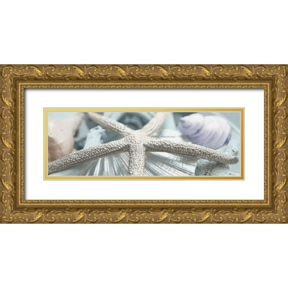 Bryant, Susan 18x9 Gold Ornate Wood Framed with Double Matting Museum Art Print Titled - Gold Seashells II