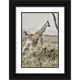 thumbnail image 1 of Bryant, Susan 23x32 Black Ornate Wood Framed with Double Matting Museum Art Print Titled - Sepia Giraffe, 1 of 4