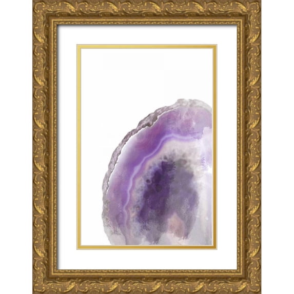 Bryant, Susan 23x32 Gold Ornate Wood Framed with Double Matting Museum Art Print Titled - Purple Watercolor Agate Rectangle