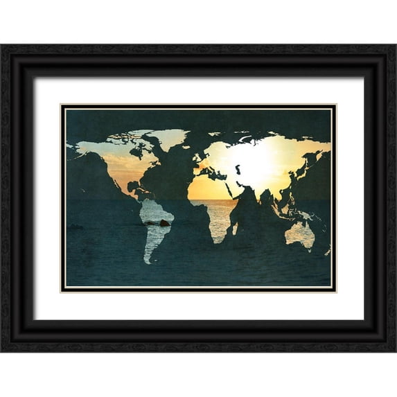 Bryant, Susan 24x17 Black Ornate Wood Framed with Double Matting Museum Art Print Titled - Coastal Map