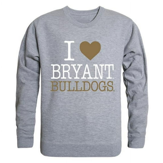 Bryant University I Love Crewneck T-Shirt, Heather Grey - Large
