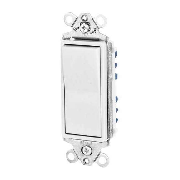 Bryant Wall Switch,15A,White,1-Pole Type,Rocker 9801W