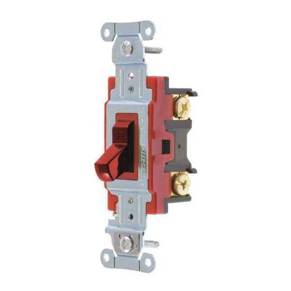 Bryant Wall Switch,20A,Red,2-Pole Type,Toggle 4902BRED