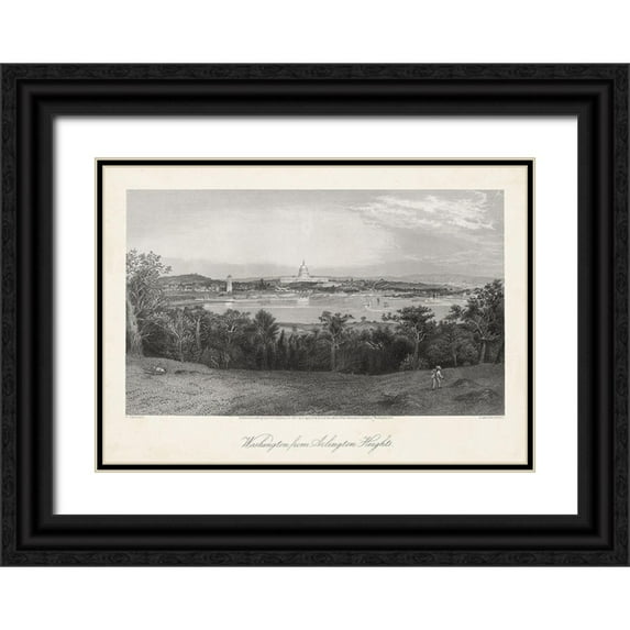 Bryant, William Cullen 14x11 Black Ornate Wood Framed with Double Matting Museum Art Print Titled - Washington from Arlington Heights