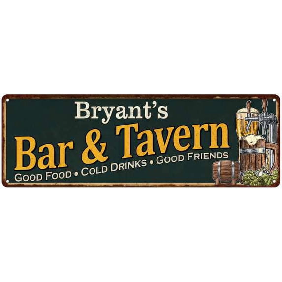 Bryant's Bar and Tavern Gift Green Sign Man Cave 8x24 108240003253