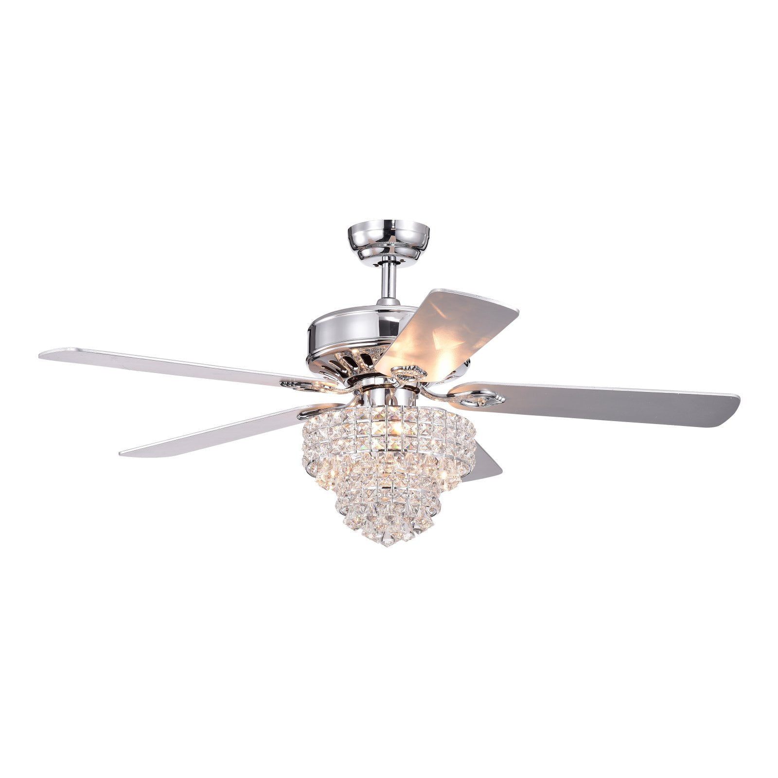 Bryanya 5-Blade 52-Inch Chrome Lighted Ceiling Fans with Crystal Shade (Remote Controlled) Sansujyuku sansujyuku.com