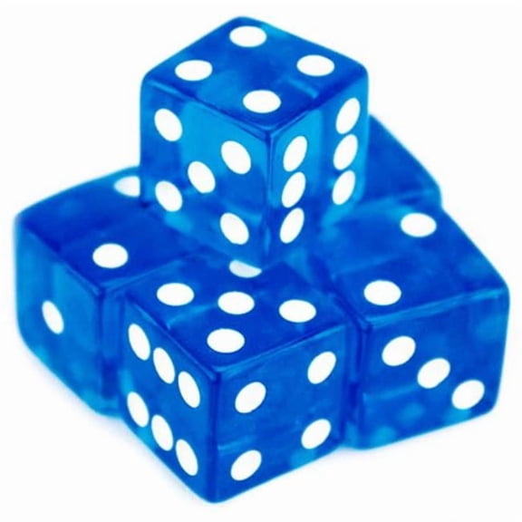 Brybelly BRY004032K 16 mm Translucent Dice, Blue - Pack of 5