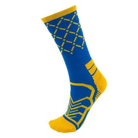 Brybelly Basketball Compression Socks, Blue & Gold - Medium
