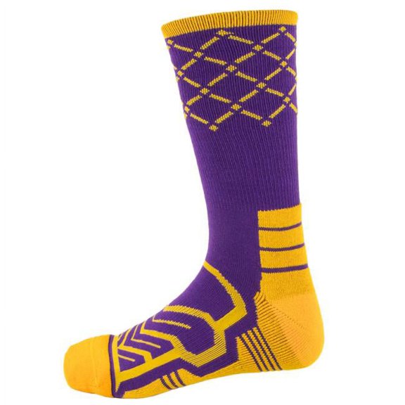 Brybelly Basketball Compression Socks - Purple & Yellow - Large