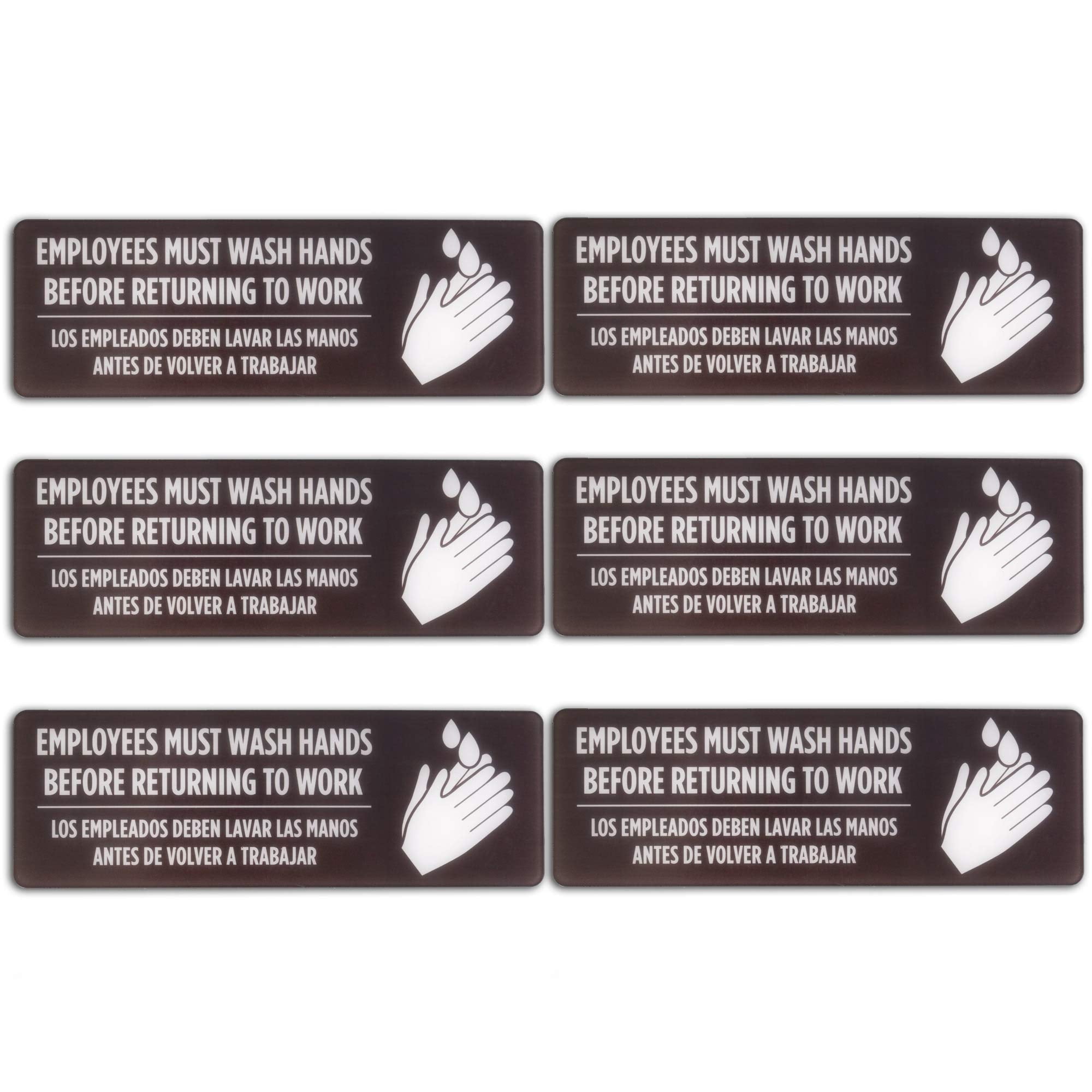 Brybelly Bilingual Spanish & English Employees Must Wash Hands Sign 6 ...