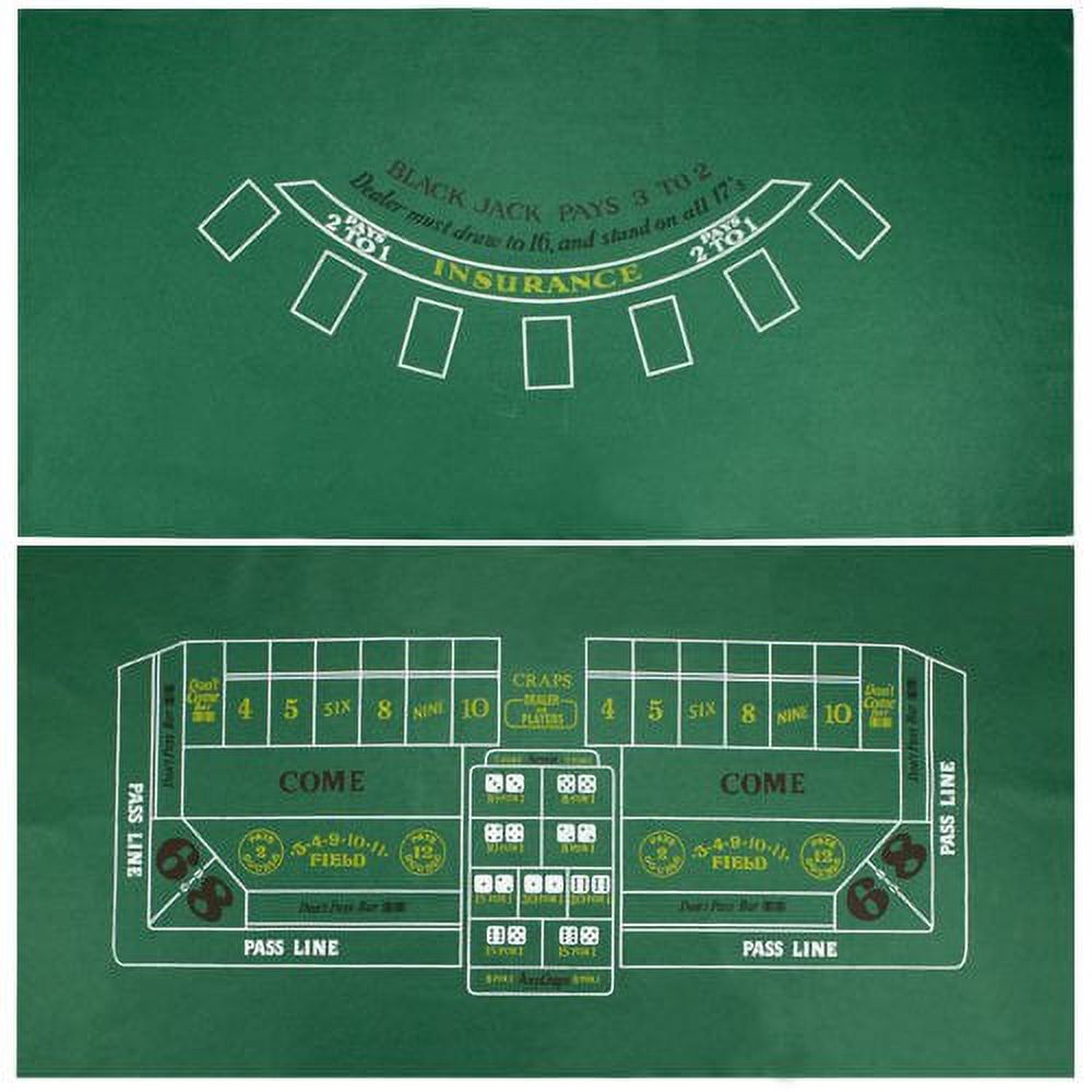Brybelly Blackjack & Craps Green Casino Gaming Table Felt Layout, 36" x 72" - image 1 of 6