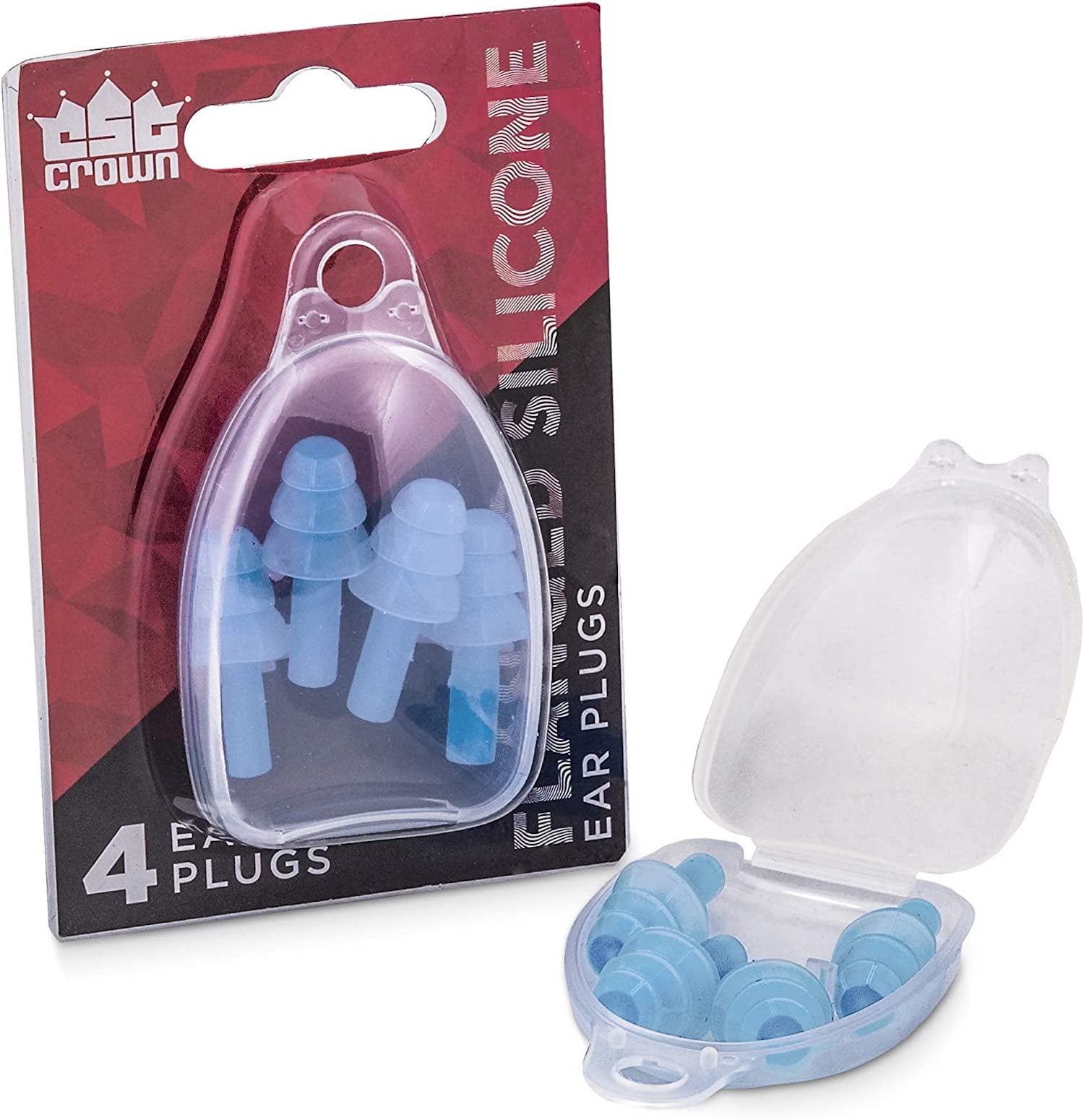 Brybelly Blue Silicone Ear Plugs, 4pack Case Soft, Comfortable