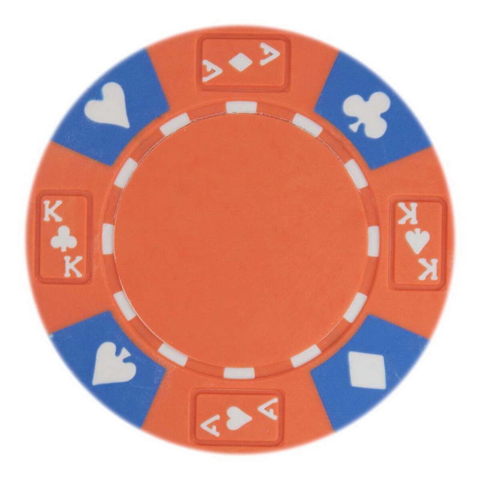 5 Orange Rectangular Poker Chips - European Style Plaque