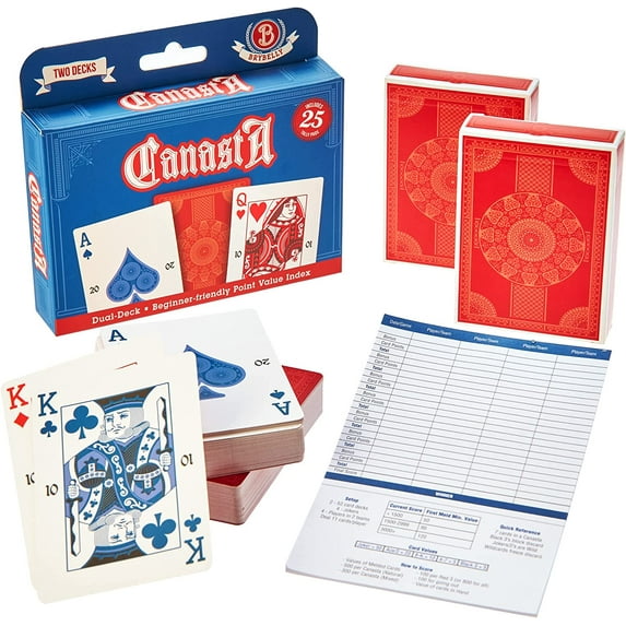 Brybelly Canasta Card Game Adult Poker Size Playing Card Game, Multicolor