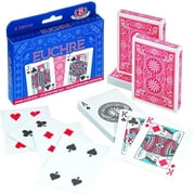 Brybelly Euchre Card Game - 2 Specialty Decks Pre-Stripped to 33 Cards for Classic American Euchre or 32 Card 6-Player Variant - Custom Bower Jacks Card Art and Blank Counter Cards Included