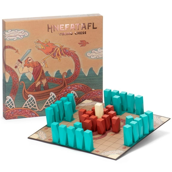 Brybelly Hnefatafl Viking Chess Set - Brybelly, Traditional 2-Player Strategy Board Game Classic - Historic European Tabletop Asymmetric War Game