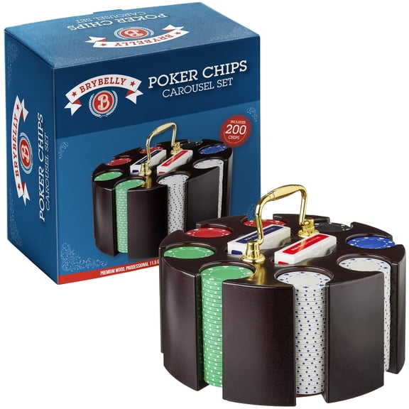 11.5 Gram Suited Poker Chip Set in Wooden Carousel Case