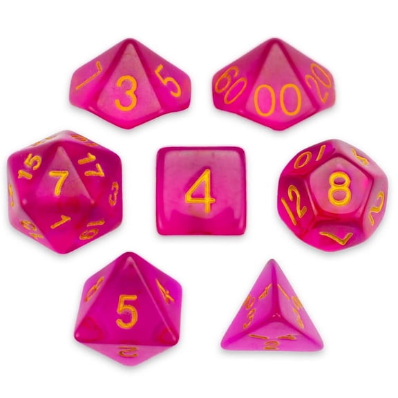 Brybelly Holdings GDIC-1134 7 Die Polyhedral Dice Set in Velvet Pouch, Faerie Fire