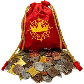 Brybelly Kings Coffers: 5 Denominations, 60 Coins & Pouch, Tabletop RPGs, 0.20 x 20.24 x 15.50 In
