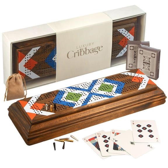 Brybelly Luxury Cribbage Wooden Board with Metal Pegs Card Games