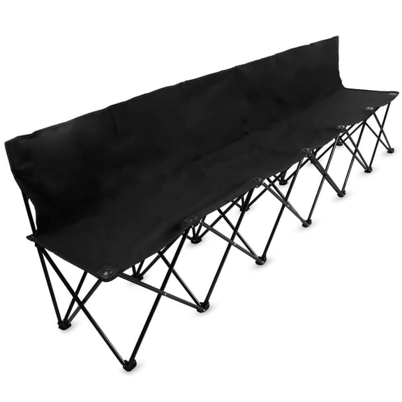 Brybelly Portable Folding 6 Seat Bench With Back - Black, 8 ft.