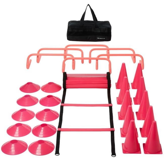 Brybelly SFIT-1111 Agility Exercise Training Fitness Kit with Carry Bag, Pink