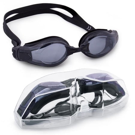 Brybelly SSWI-107 Clear Swimming Goggles with Case, Black
