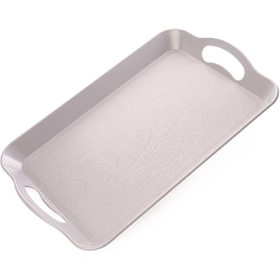 Brybelly Textured Cafeteria Tray with Handles, Gray - Small