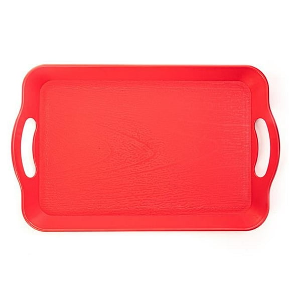 Brybelly Textured Cafeteria Tray with Handles, Red - Small