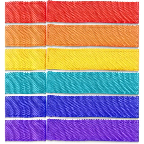 Brybelly Three-Legged Race Team Relay Ties, 6-pack Six Colorful Nylon Bands for Three-Leg Outdoor Games, Field Days, Birthday Parties & Competitions