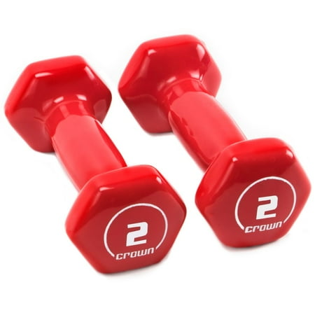 Brybelly Vinyl Hex 2 LB Weights, Hand Weights Dumbbells Set, Free Weights