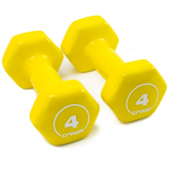 Brybelly Vinyl Hex 4 LB Weights, Hand Weights Dumbbells Set, Free Weights