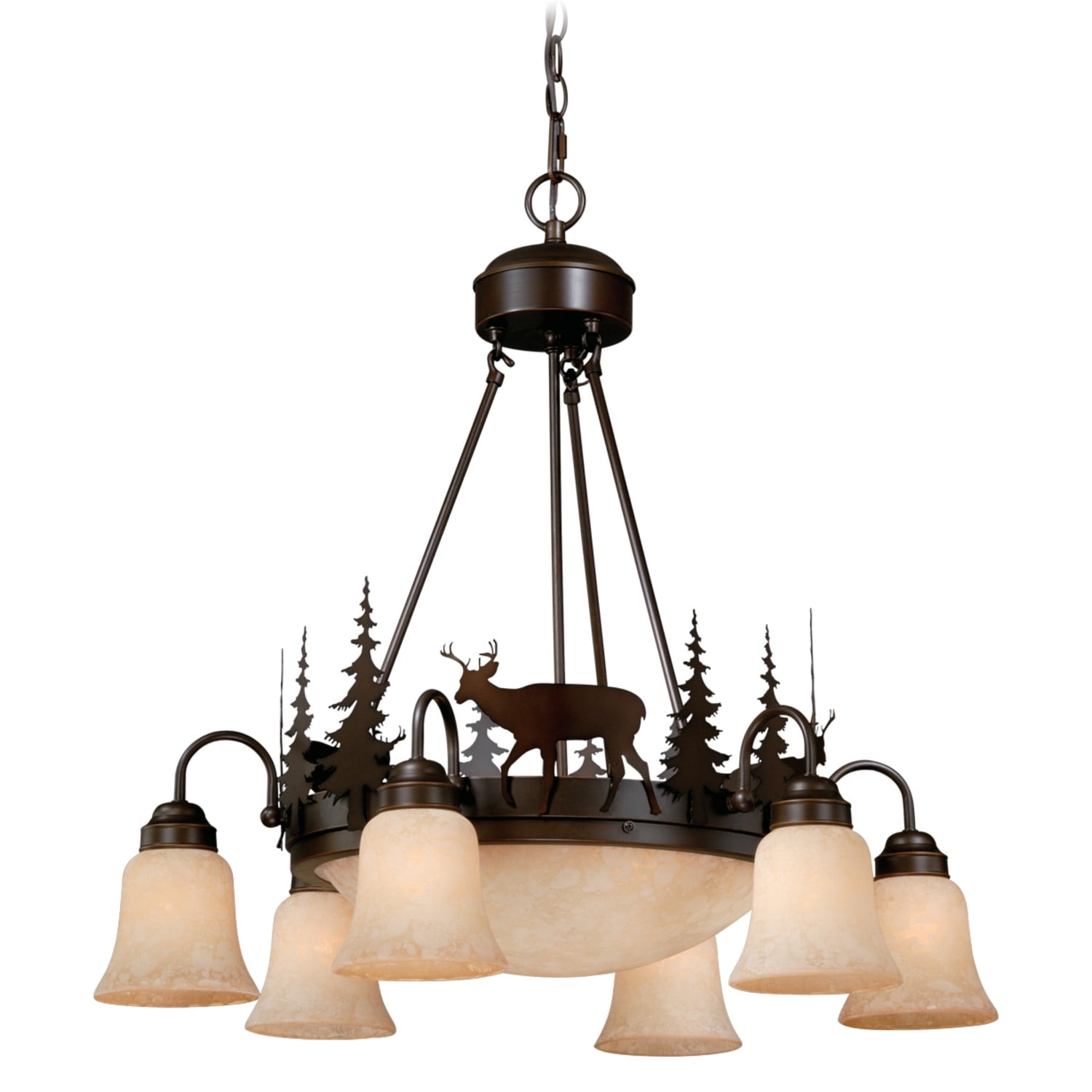 Rustic Deer Silhouette 9-Light Chandelier in Burnished Bronze