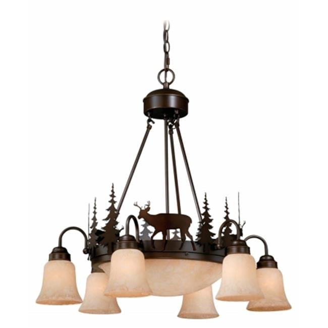 Rustic Deer Silhouette 9-Light Chandelier in Burnished Bronze