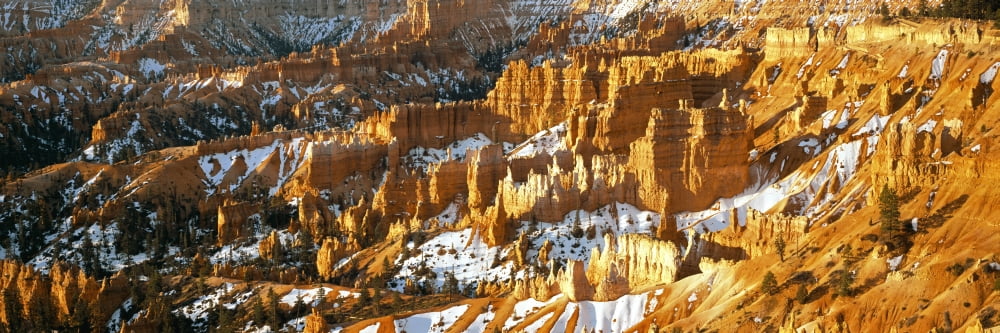 Bryce Amphitheater at sunrise from Sunrise Point Bryce Canyon National Park Utah USA Canvas Art - Panoramic Images (27 x 9)